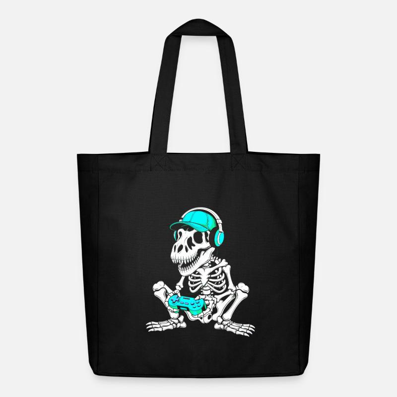 Skeleton DJ with controller and headset - Midweight Recycled Tote Bag by Stanley/Stella - black