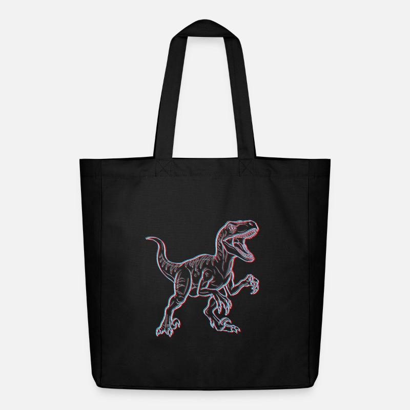 Neon Dinosaurier 3D Skelett - Midweight recycelter Stoffbeutel von Stanley/Stella - Schwarz