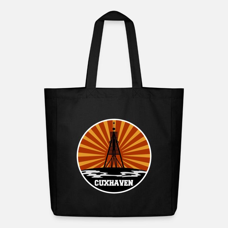 Cuxhaven Retro Skyline - Midweight recycelter Stoffbeutel von Stanley/Stella - Schwarz