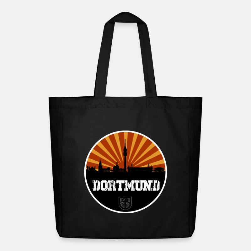 Dortmund Skyline Retro - Midweight recycelter Stoffbeutel von Stanley/Stella - Schwarz
