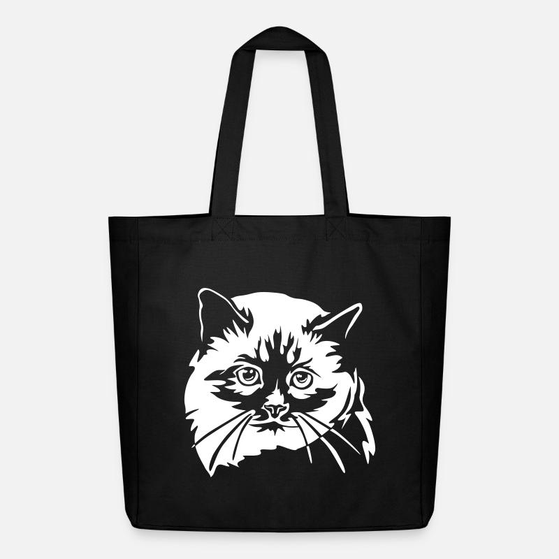 Birma Katze "Black Edition" - Midweight recycelter Stoffbeutel von Stanley/Stella - Schwarz