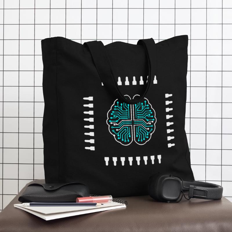 AI Brain Chip Processor Tech Vector Midweight Recycled Tote Bag by Stanley/Stella