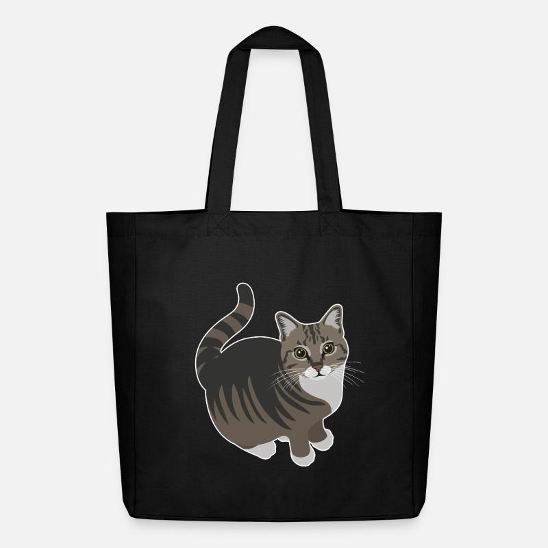 getigerte Katze mit weißen Pfoten - Midweight recycelter Stoffbeutel von Stanley/Stella - Schwarz