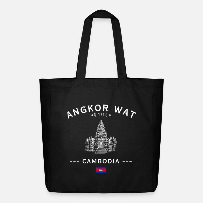 Angkor Wat Silhouette Cambodia - Midweight recycelter Stoffbeutel von Stanley/Stella - Schwarz