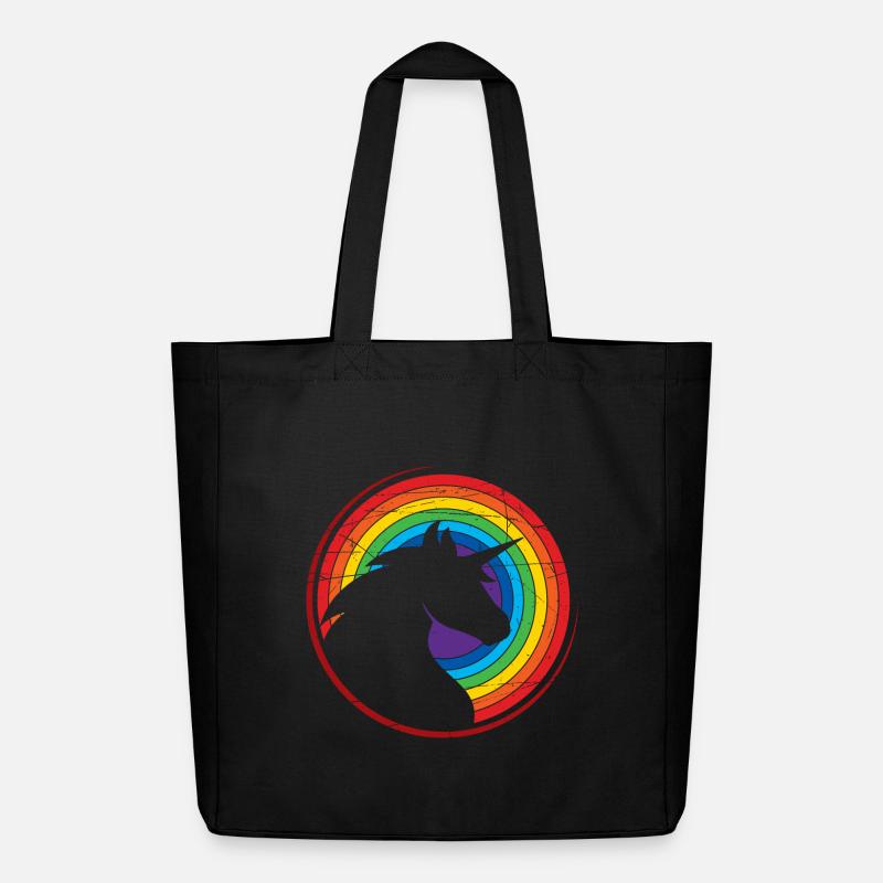 Einhorn - Bunt - Regenbogen - Midweight recycelter Stoffbeutel von Stanley/Stella - Schwarz