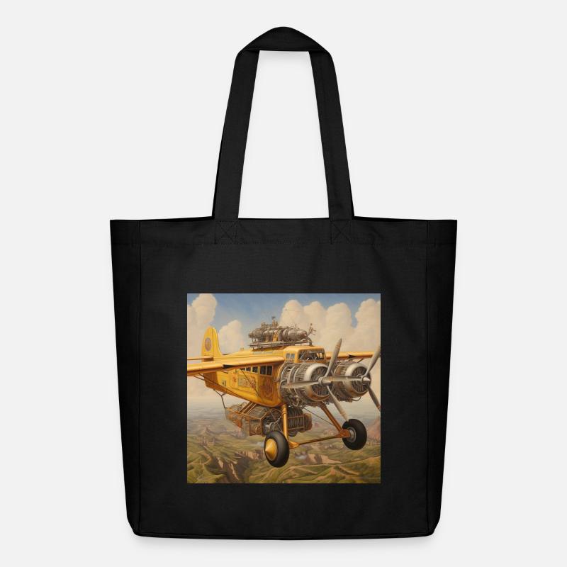Steampunk Wolkenbomber Flugzeugkunst - Midweight recycelter Stoffbeutel von Stanley/Stella - Schwarz