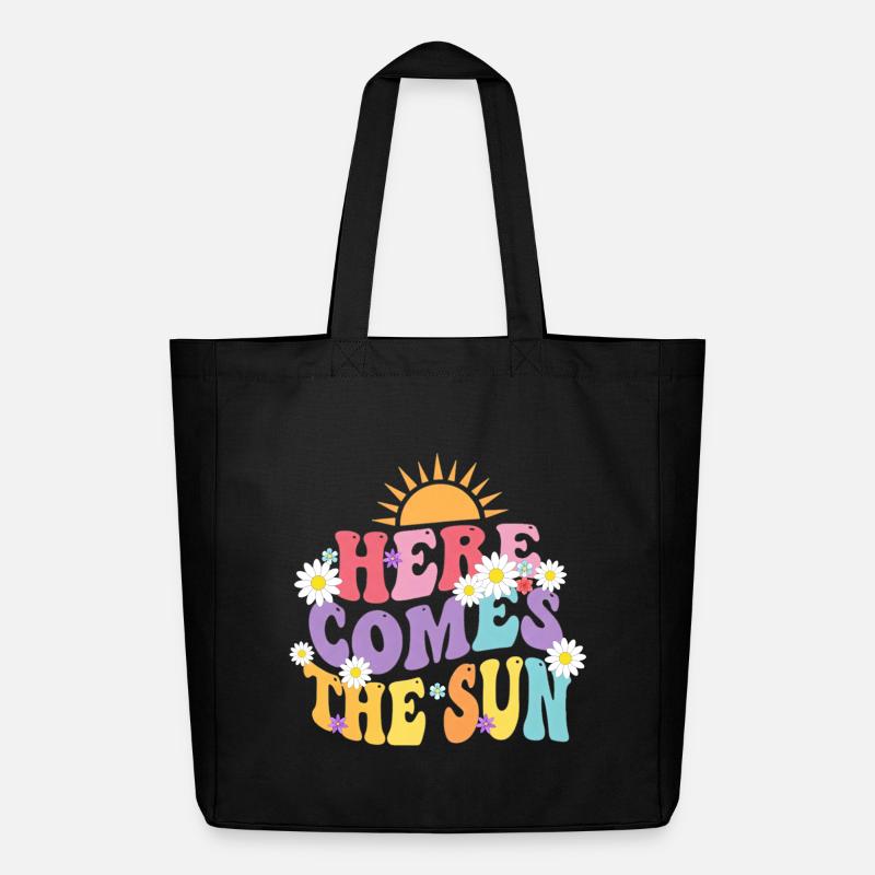 HERE COMES THE SUN Soleil et Fleurs Tendance - Tote bag Stanley/Stella Midweight recyclé - noir