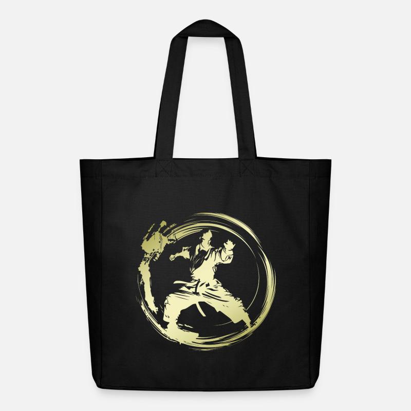 Karate Silhouette Fighter - Midweight recycelter Stoffbeutel von Stanley/Stella - Schwarz