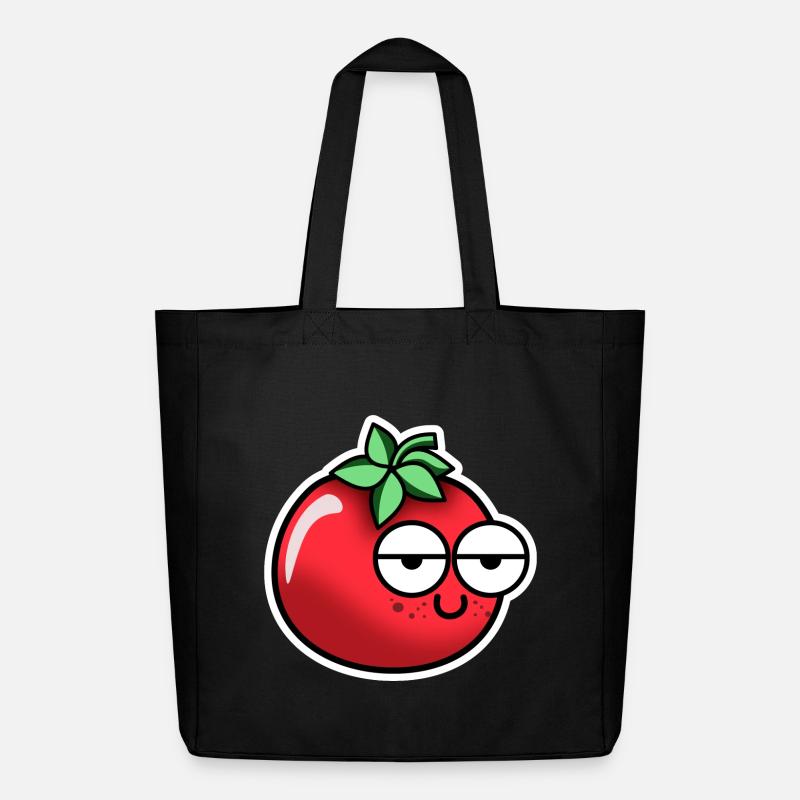 Tomate mit Gesicht - Midweight recycelter Stoffbeutel von Stanley/Stella - Schwarz