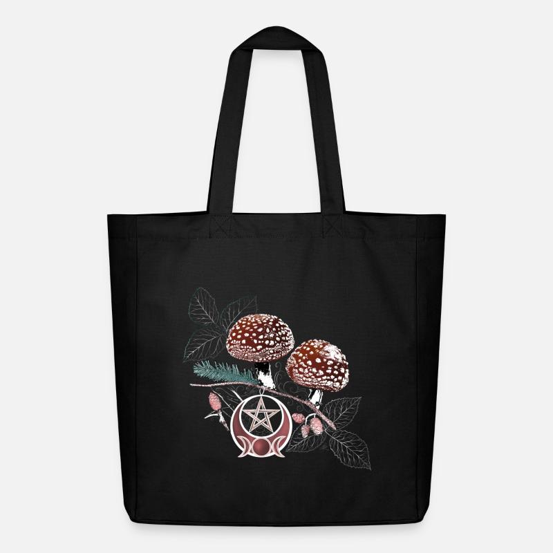 Toadstool Wicca Symbol Natural Magic Autumn - Midweight Recycled Tote Bag by Stanley/Stella - black
