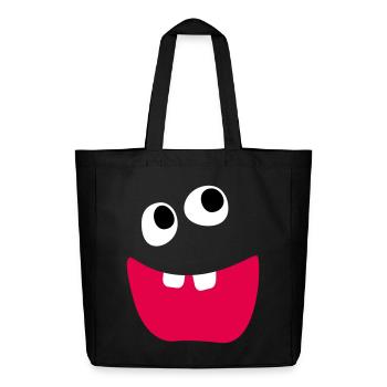 Naughty Monster Laughing Teeth Kids Comic Funny - Midweight Recycled Tote Bag by Stanley/Stella - black - Front