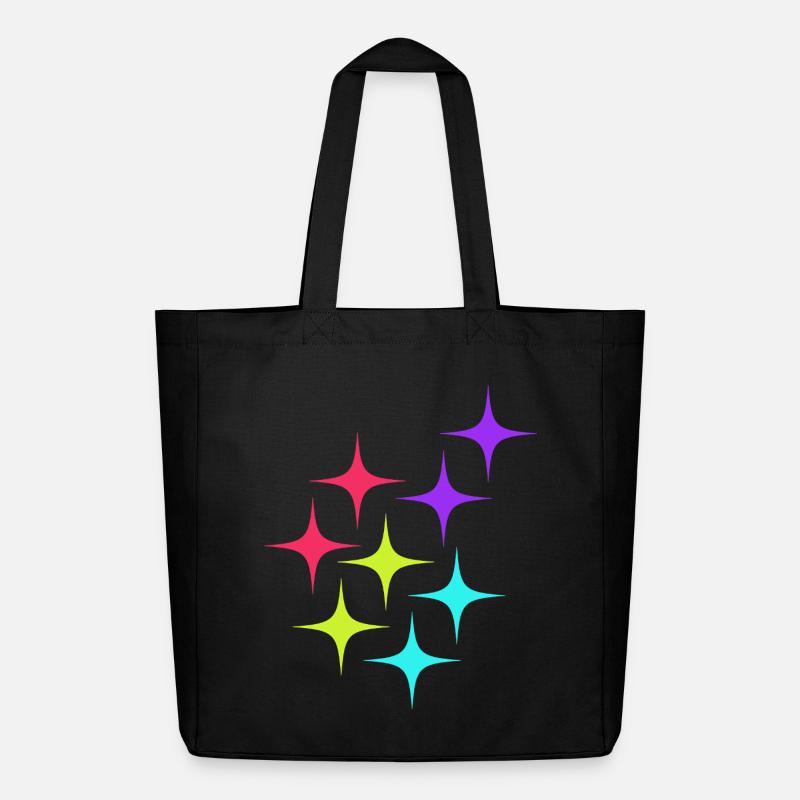 Colorful star sparkle pattern - Midweight Recycled Tote Bag by Stanley/Stella - black
