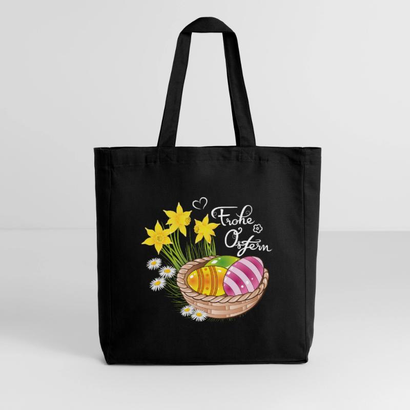 Happy Easter Easter basket Easter eggs Easter flowers eggs Midweight Recycled Tote Bag by Stanley/Stella