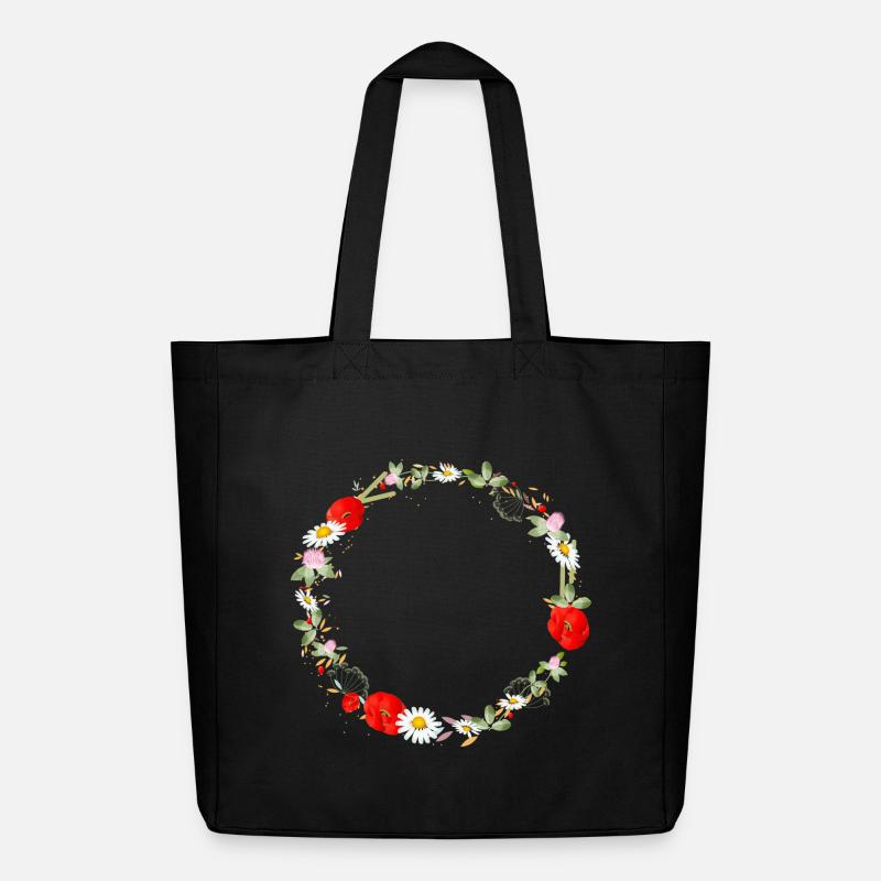 wunderschöner Sommerwiesen Kranz mit Mohnblumen - Midweight recycelter Stoffbeutel von Stanley/Stella - Schwarz