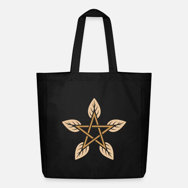 Leaf Pentagram - Nature & Elemental Magic - Midweight Recycled Tote Bag by Stanley/Stella - black