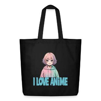  I LOVE ANIME Kawaii Manga Girl Pastell Otaku - Midweight recycelter Stoffbeutel von Stanley/Stella - Schwarz - Vorne