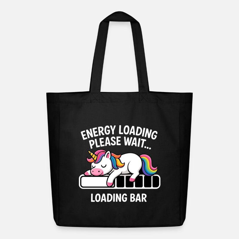 Unicorn Energy Loading Please Wait - Midweight Recycled Tote Bag by Stanley/Stella - black