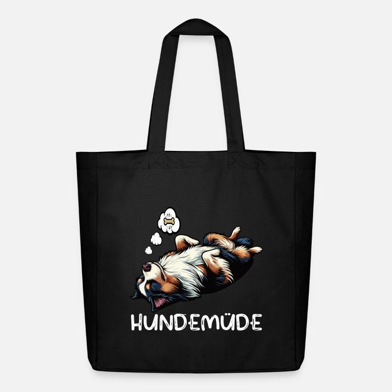 Hundemüde Australian Shepherd Aussie Aussiehalter - Midweight recycelter Stoffbeutel von Stanley/Stella - Schwarz