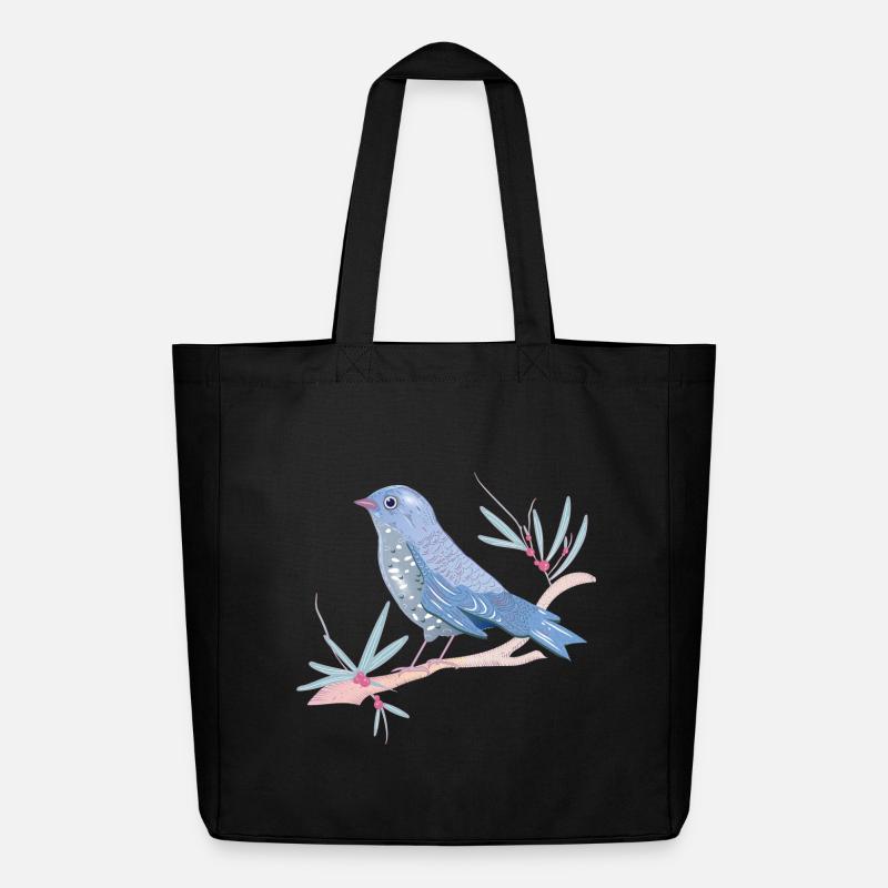 bläulicher Vogel mit Misteln im Winter Stimmung - Midweight recycelter Stoffbeutel von Stanley/Stella - Schwarz