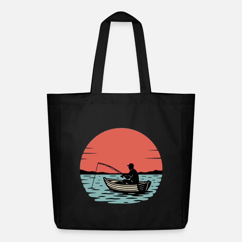 Sonnenuntergangsfischer im Boot - Midweight recycelter Stoffbeutel von Stanley/Stella - Schwarz