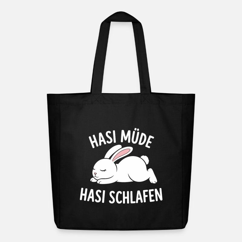 Hasi Müde Hasi Schlafen Niedlicher Hase - Midweight recycelter Stoffbeutel von Stanley/Stella - Schwarz