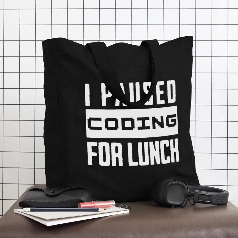 Nerd Coding , I Paused Coding for Lunch Midweight Recycled Tote Bag by Stanley/Stella