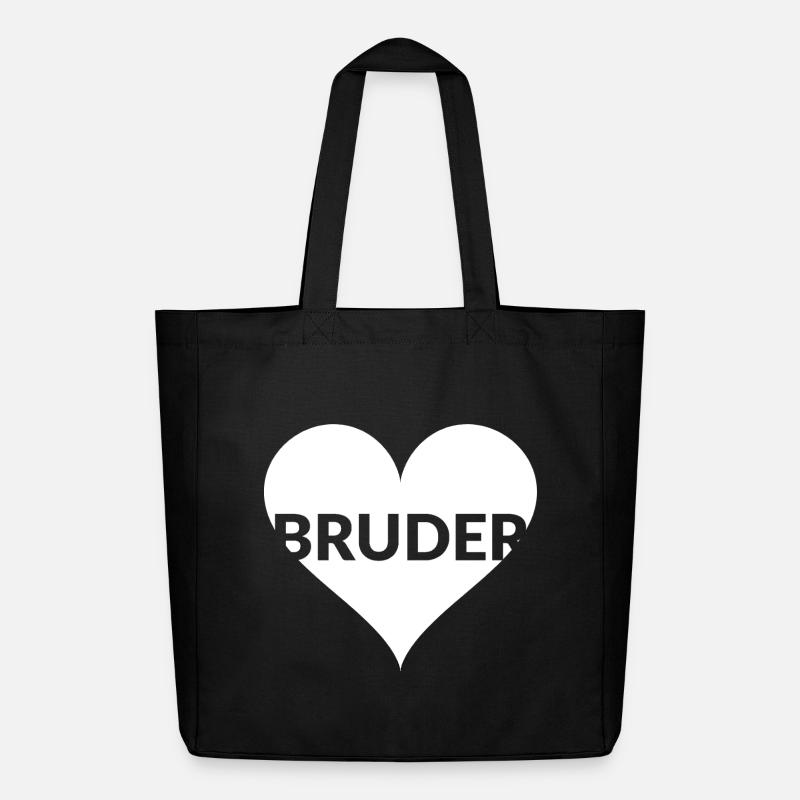 Bruder Herz Typo-Design - Midweight recycelter Stoffbeutel von Stanley/Stella - Schwarz