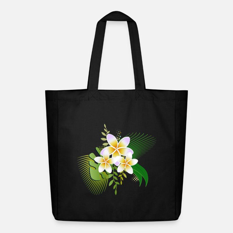 Blüten des Frangipani ein tropisches Schmuckstück - Midweight recycelter Stoffbeutel von Stanley/Stella - Schwarz