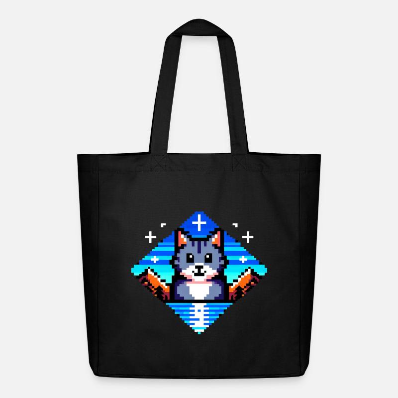 Chat pixel - Tote bag Stanley/Stella Midweight recyclé - noir