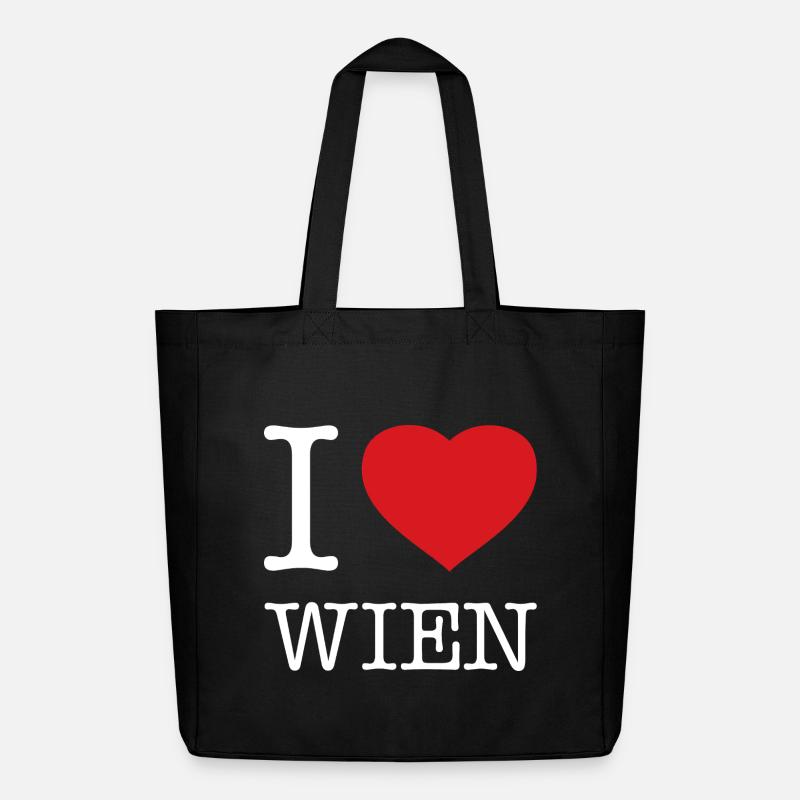 I LOVE WIEN - Midweight recycelter Stoffbeutel von Stanley/Stella - Schwarz