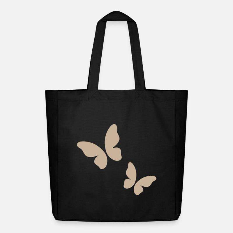 Beige Butterfly Pattern - Midweight Recycled Tote Bag by Stanley/Stella - black