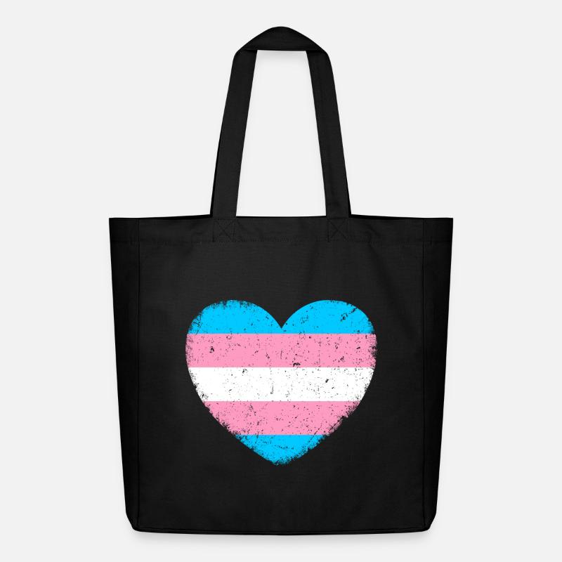 Trans* Herz | Im Vintage-Style - Midweight recycelter Stoffbeutel von Stanley/Stella - Schwarz