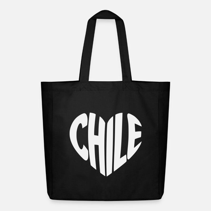 Chile Heart Typography Design - Midweight Recycled Tote Bag by Stanley/Stella - black