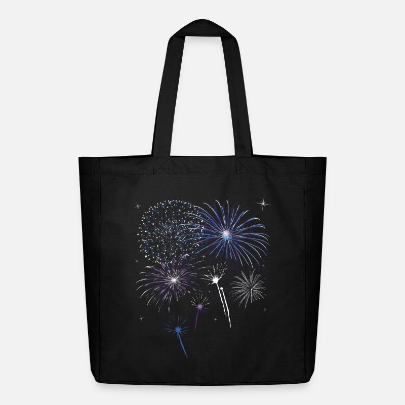 Silvester. Buntes Feuerwerk mit Sternen. - Midweight recycelter Stoffbeutel von Stanley/Stella - Schwarz