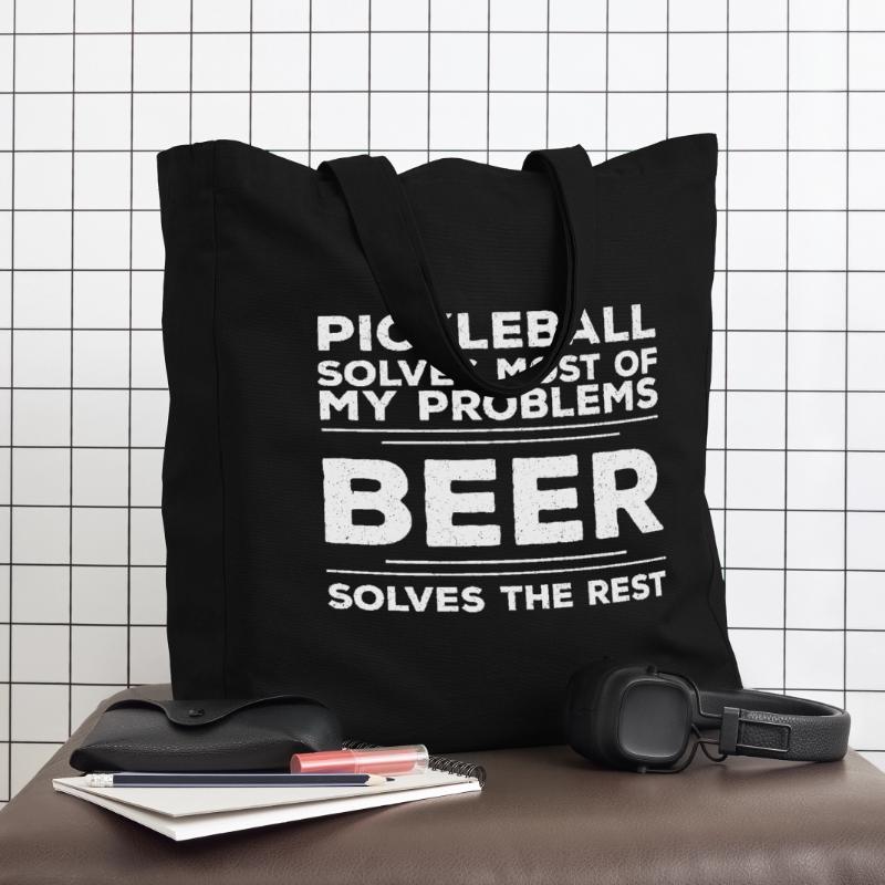 Pickleball Solves Most Of My Problems Beer Solves  Midweight Recycled Tote Bag by Stanley/Stella