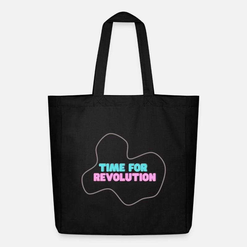 Neo-Typoschrift: Time for Revolution - Midweight recycelter Stoffbeutel von Stanley/Stella - Schwarz