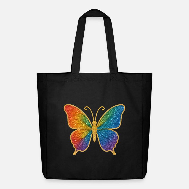 Glitzernder Regenbogen-Schmetterling - Midweight recycelter Stoffbeutel von Stanley/Stella - Schwarz
