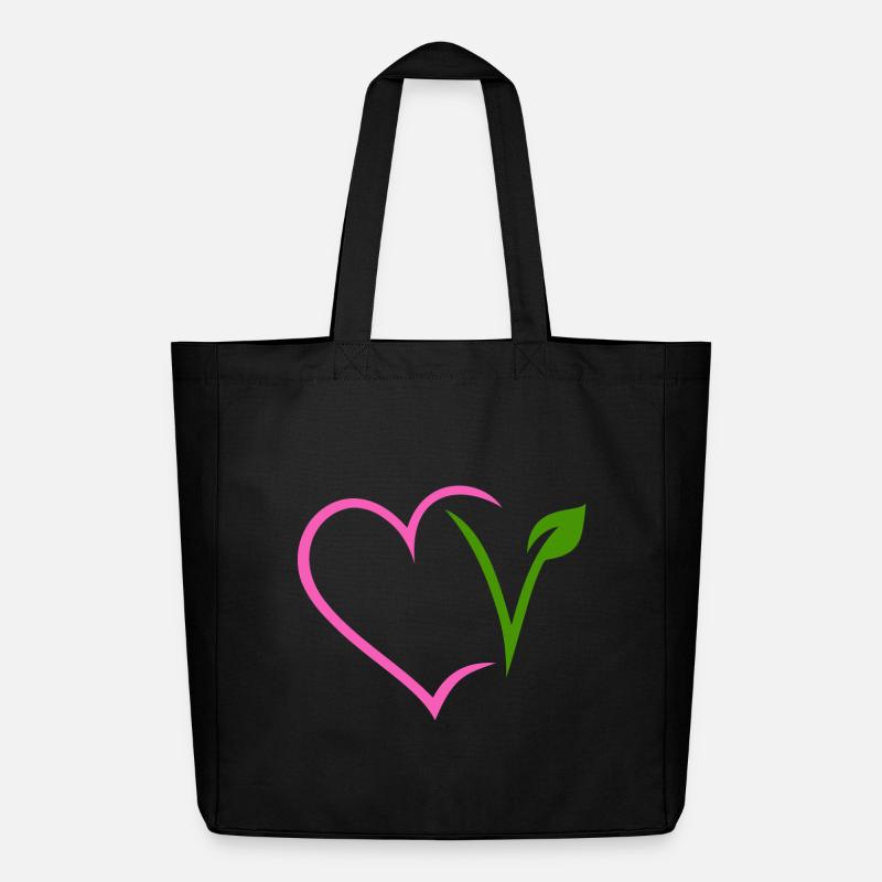 Vegan Herz - Midweight recycelter Stoffbeutel von Stanley/Stella - Schwarz