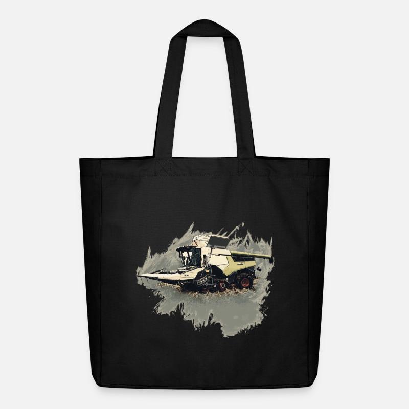 Tracteur de moissonneuse-batteuse de cueilleur de maïs - Tote bag Stanley/Stella Midweight recyclé - noir