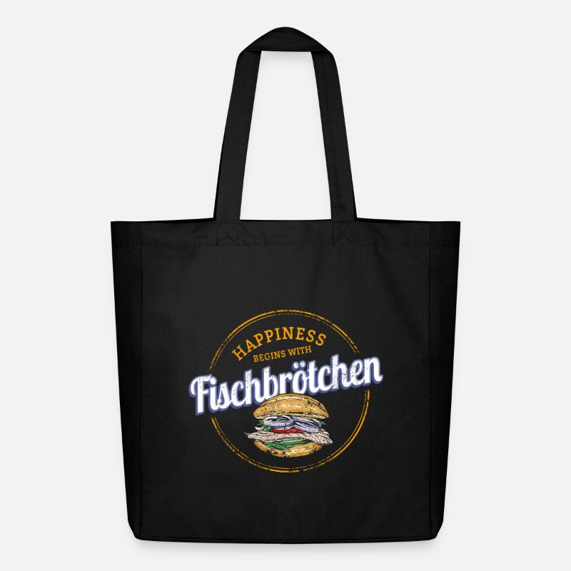 Fischbrötchen mit Matjes oder Bismarckhering - Midweight recycelter Stoffbeutel von Stanley/Stella - Schwarz