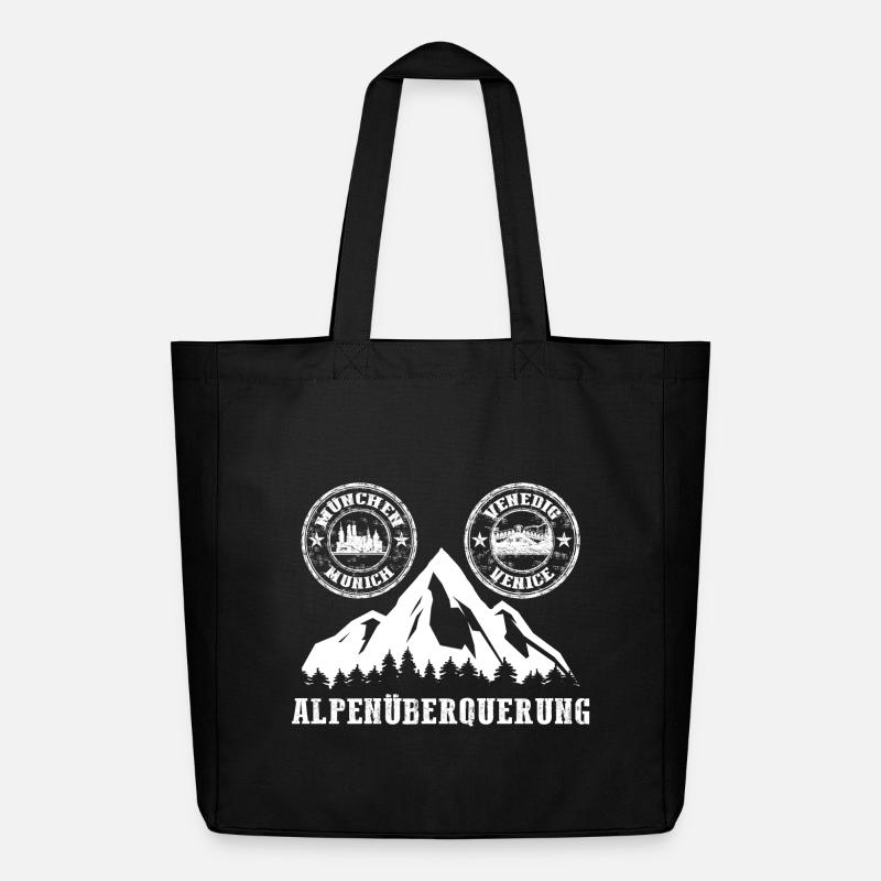 Alpenüberquerung München - Venedig - Midweight recycelter Stoffbeutel von Stanley/Stella - Schwarz