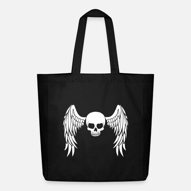 White winged skull - Midweight Recycled Tote Bag by Stanley/Stella - black