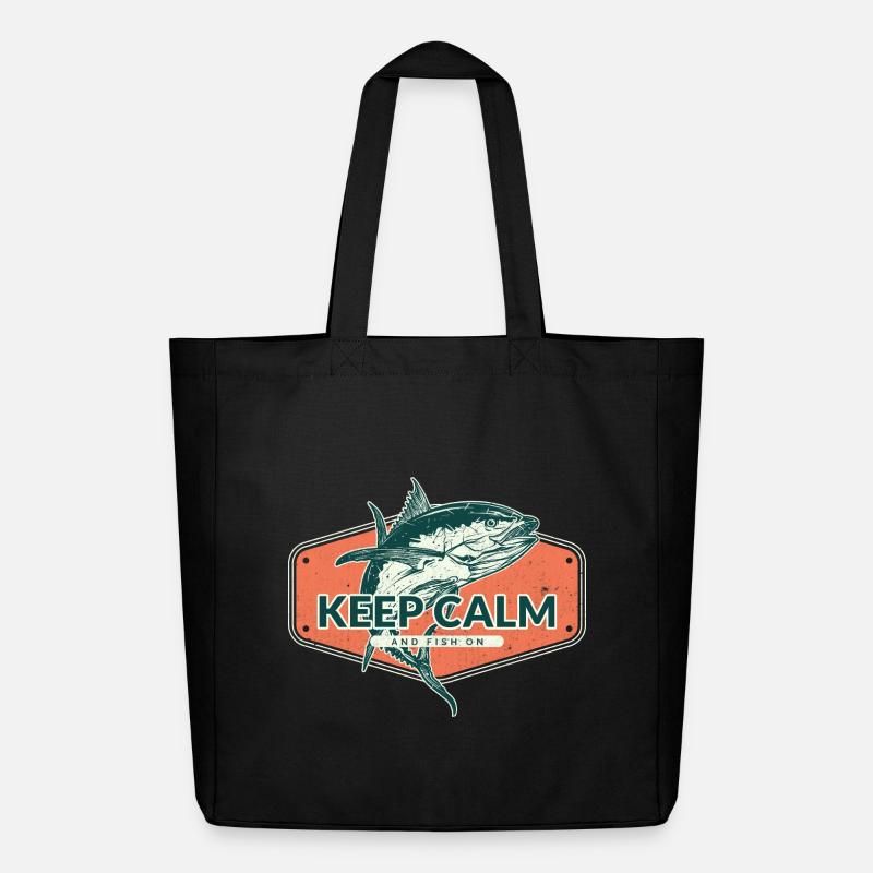 Keep Calm and Fish On - Midweight Recycled Tote Bag by Stanley/Stella - black
