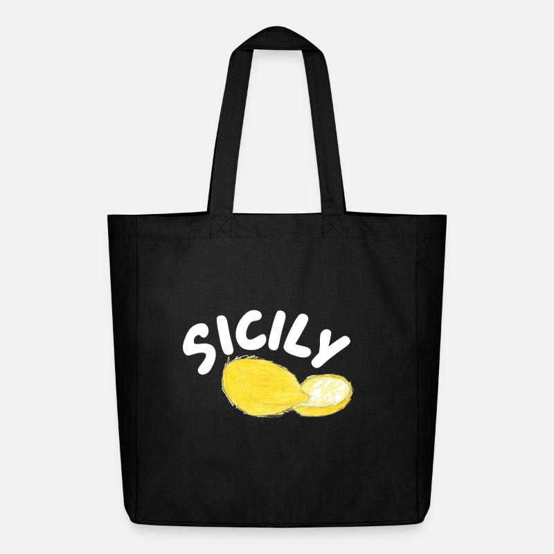 Sicily Zitronen Illustration - Sicily - Midweight recycelter Stoffbeutel von Stanley/Stella - Schwarz