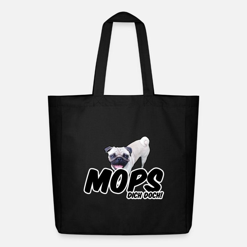 Mops Dich doch! Geschenk Hund Tier Haustier - Midweight recycelter Stoffbeutel von Stanley/Stella - Schwarz