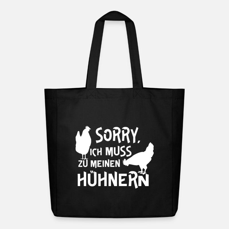 Humorvolles Hühner-Design mit Text - Midweight recycelter Stoffbeutel von Stanley/Stella - Schwarz