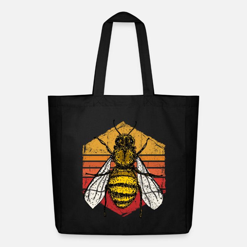 Illustration rétro de Sunset Bee - Tote bag Stanley/Stella Midweight recyclé - noir