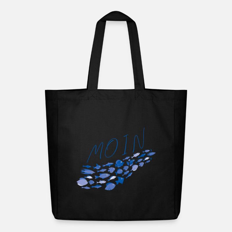 Moin mit Fischschwarm - Midweight recycelter Stoffbeutel von Stanley/Stella - Schwarz