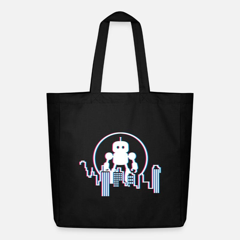 Robot City Skyline – 3D Sci-Fi Future Design - Midweight Recycled Tote Bag by Stanley/Stella - black