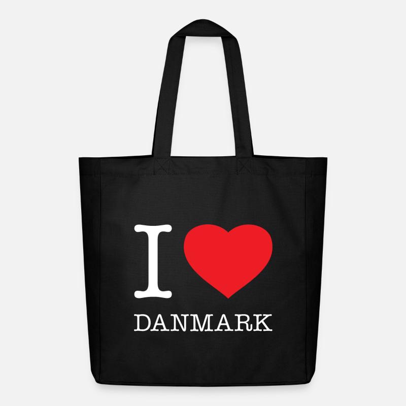 I LOVE DANMARK Dänemark - Midweight recycelter Stoffbeutel von Stanley/Stella - Schwarz